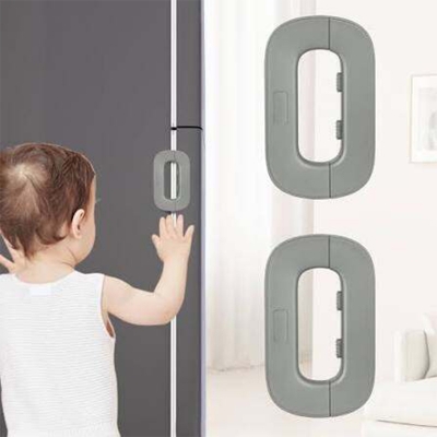 Picture of Self Adhesive Fridge Lock Latch System Baby Proof Refrigerator Lock for Kids Multi-Usage and Easy to Install Gray