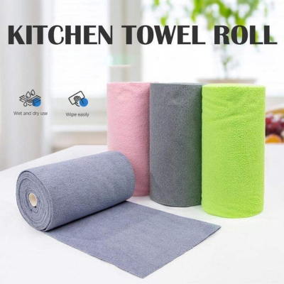 Picture of Reusable Microfiber Cleaning Cloth Roll (20 Sheets) | Washable Kitchen Wipes | Paper Towel Replacement Dish Cleaning Rags | Multi-Purpose Household Cleaning Towel (Multicolor)