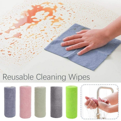 Picture of Reusable Microfiber Cleaning Cloth Roll (20 Sheets) | Washable Kitchen Wipes | Paper Towel Replacement Dish Cleaning Rags | Multi-Purpose Household Cleaning Towel (Multicolor)