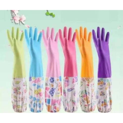 Picture of High Quality Multicolor Silicone Kitchen Hand Gloves for Garden/Dish Washing - 1 Pair