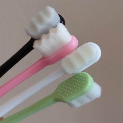 Picture of 2 Pcs Super Soft Microfiber Tooth Brush Ultra Soft-Bristled Toothbrush Micro Nano Bristle 10K fine soft hair