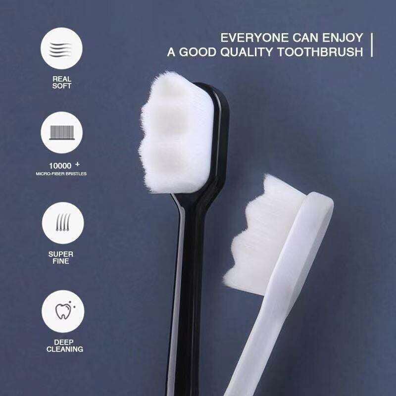 Picture of 2 Pcs Super Soft Microfiber Tooth Brush Ultra Soft-Bristled Toothbrush Micro Nano Bristle 10K fine soft hair