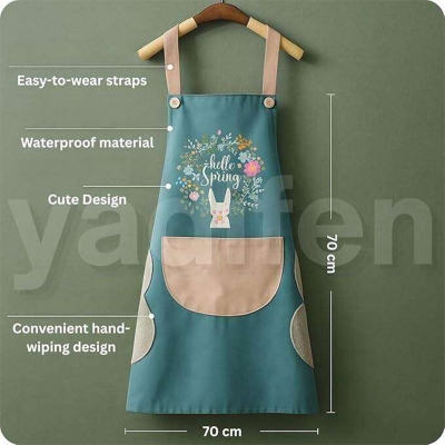 Picture of Waterproof Kitchen Apron Apron Kitchen Cooking And Washing Dishes Big Pocket Housework Apron Good Effect And Easy To Use