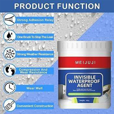 Picture of Transparent Waterproof Coating, Invisible Waterproof Leak Repair Agent 300gm for Roofs, Walls, and Garden, Water-Based Clear Sealant for Indoor & Outdoor