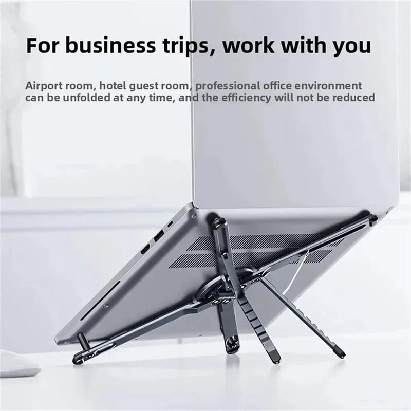 Picture of VEHTRI Portable Laptop Stand for Desk, 3-in-1 Adjustable Holder | MagSafe Compatible Foldable Design, 8-Level Height & Angle, Aluminum Alloy, Suitable for 10-16” LaptopsVEHTRI Portable Laptop Stand for Desk, 3-in-1 Adjustable Holder | MagSafe Compatible F