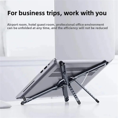 Picture of VEHTRI Portable Laptop Stand for Desk, 3-in-1 Adjustable Holder | MagSafe Compatible Foldable Design, 8-Level Height & Angle, Aluminum Alloy, Suitable for 10-16” LaptopsVEHTRI Portable Laptop Stand for Desk, 3-in-1 Adjustable Holder | MagSafe Compatible F