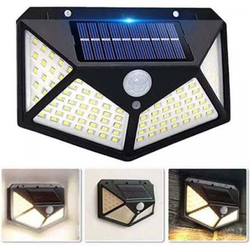 Picture of 100 LED Solar Motion Sensor Wall Light – IP65 Waterproof Outdoor Solar Security Lamp for Garden, Yard, Garage, Gate, Fence, Pathway, Balcony & Home Entrance