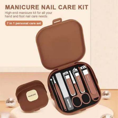 Picture of 7-in-1 Stainless Steel Manicure & Pedicure Kit – Nail Clipper Set for Men & Women with Travel Case, Cuticle & Grooming Tools - Multicolor