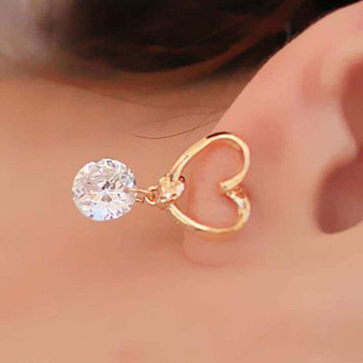 Picture of 1 pair Earrings Zircon Women Love Jewelry Wholesale Gift - Ear Ring (Silver,2 MM)