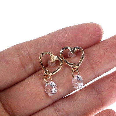 Picture of 1 pair Earrings Zircon Women Love Jewelry Wholesale Gift - Ear Ring (Silver,2 MM)
