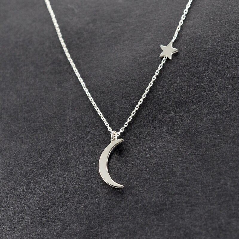 Picture of Star & Moon Pendant Necklace For Women New Bijoux Statement Necklaces - Necklace For Girls (Golden)