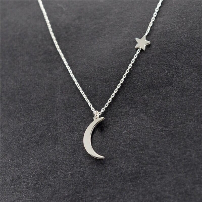 Picture of Star & Moon Pendant Necklace For Women New Bijoux Statement Necklaces - Necklace For Girls (Golden)