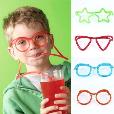 Picture of Soft Plastic Straw Funny Glasses Flexible Drinking Toys Fun  1PC (Random)