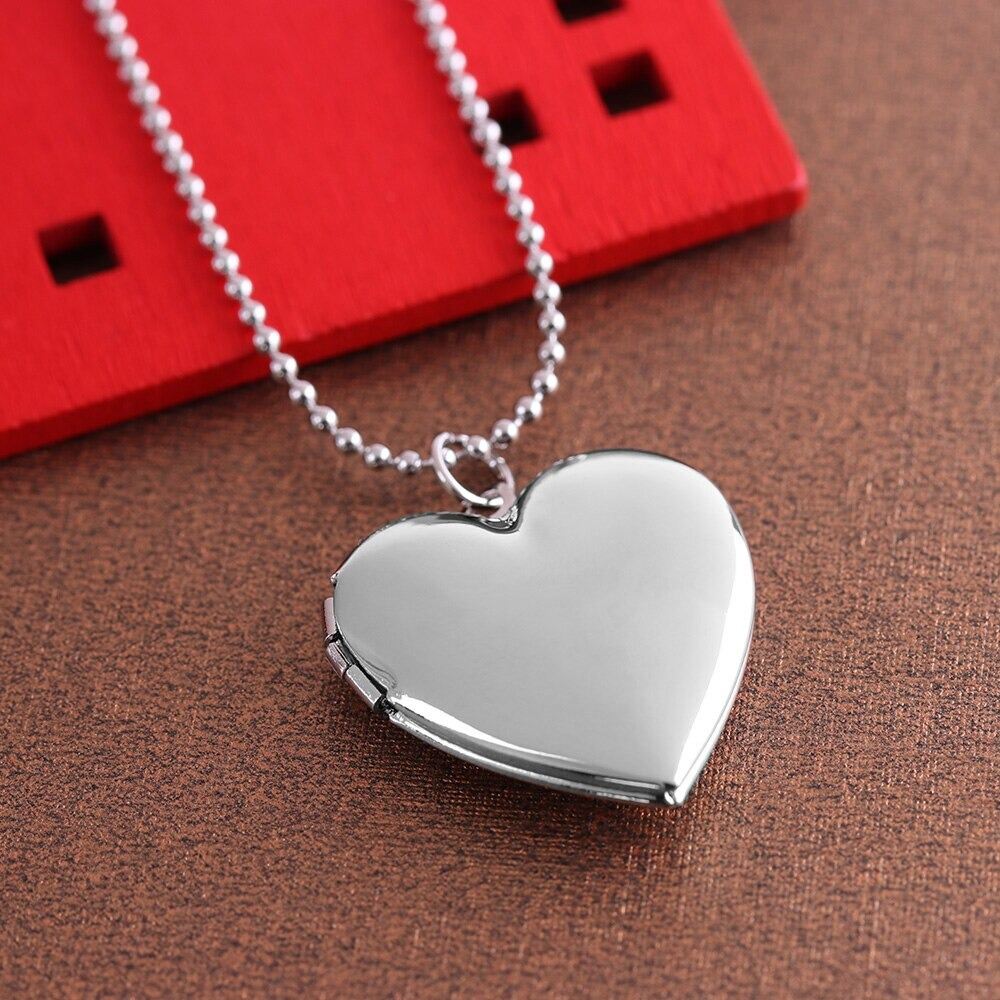 Picture of Heart Shape Friend Photo Locket Picture Frame Necklace For Girls (Silver)