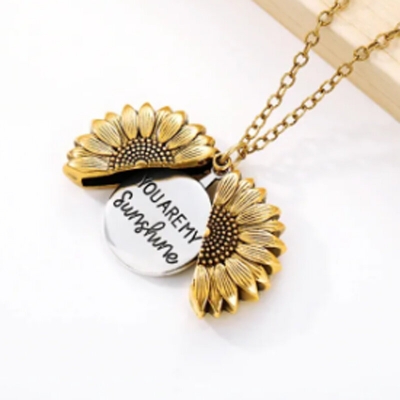 Picture of Sunflower Necklace For Girls and Women Long Chain Female Necklace Jewelry (Golden,40 CM)