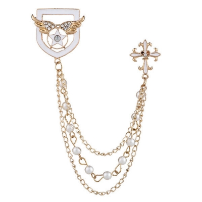 Picture of Blazer Men's British Style Crown Brooch Cross Suit Chain Pin Badge Vintage Women's Corsage Accessories Coat pin Men's fashion (GWS 8031)