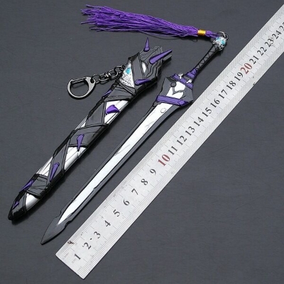Picture of Showpiece Ancient Famous Sword 22cm Peerless Magic Sword Bronze Sword Dragon Yuan Burns Silent Xuanyuan Sword Yue King Goujian Green Bane Sword Weapon Keychain (Black Knight)