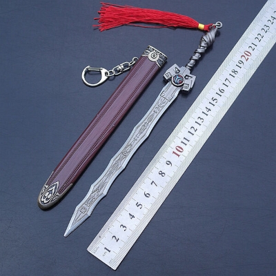 Picture of Showpiece Ancient Famous Sword 22cm Peerless Magic Sword Bronze Sword Dragon Yuan Burns Silent Xuanyuan Sword Yue King Goujian Green Bane Sword Weapon Keychain (Swordsman)