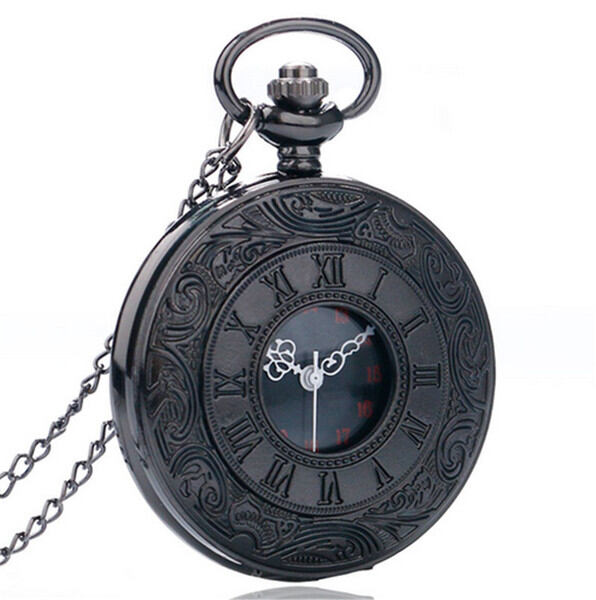 Picture of Pocket Watch Necklace Watch Roman quartz watch vintage pocket watch wholesale pocket watch (Black)