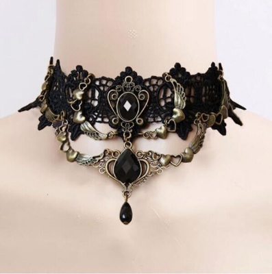 Picture of Lace Choker Chain Women's Choker Simple Necklace Black Punk Accessories Choker Neck Strap (8616)