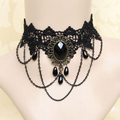 Picture of Lace Choker Chain Women's Choker Simple Necklace Black Punk Accessories Choker Neck Strap (8622)