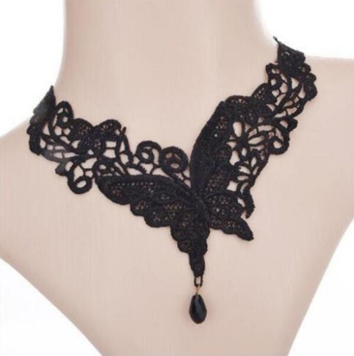 Picture of Lace Choker Chain Women's Choker Simple Necklace Black Punk Accessories Choker Neck Strap (8625)
