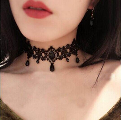 Picture of Lace Choker Chain Women's Choker Simple Necklace Black Punk Accessories Choker Neck Strap (8637)