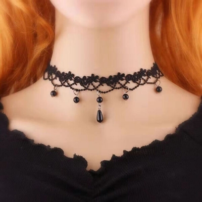 Picture of Lace Choker Chain Women's Choker Simple Necklace Black Punk Accessories Choker Neck Strap (8629)