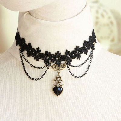 Picture of Lace Choker Chain Women's Choker Simple Necklace Black Punk Accessories Choker Neck Strap (8628)