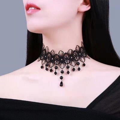 Picture of Lace Choker Chain Women's Choker Simple Necklace Black Punk Accessories Choker Neck Strap (8627)