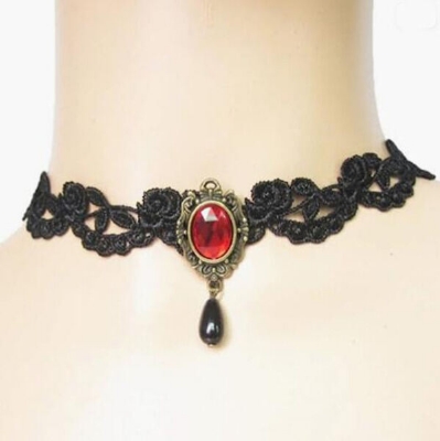 Picture of Lace Choker Chain Women's Choker Simple Necklace Black Punk Accessories Choker Neck Strap (8623)