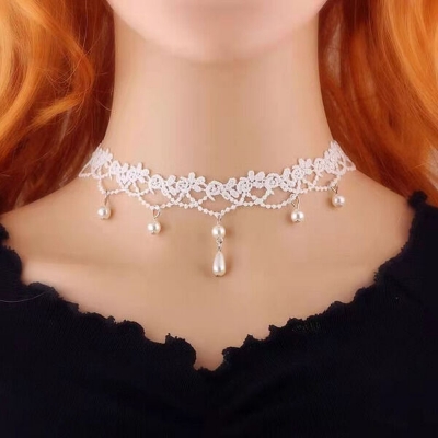 Picture of Lace Choker Chain Women's Choker Simple Necklace Black Punk Accessories Choker Neck Strap (8630)