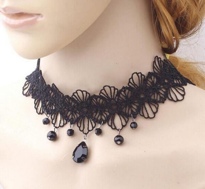 Picture of Lace Choker Chain Women's Choker Simple Necklace Black Punk Accessories Choker Neck Strap (8620)