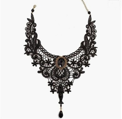 Picture of Lace Choker Chain Women's Choker Simple Necklace Black Punk Accessories Choker Neck Strap (8613)