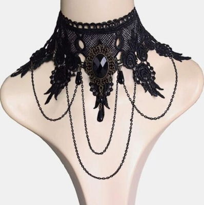 Picture of Lace Choker Chain Women's Choker Simple Necklace Black Punk Accessories Choker Neck Strap (8612)