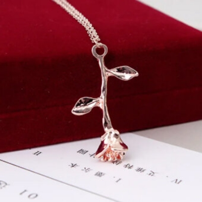 Picture of Rose Flower Pendant Necklace Hot Selling Jewelry Flower Clavicle Chain Female - Necklace For Girls (Rose Neclace)