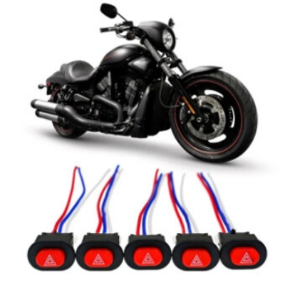Picture of 12V Motorcycle  Emergency Switch Hazard Light Switch Button Double Flash Warning Emergency Lamp Signal Flasher with 3 Wires Built-in Lock ()