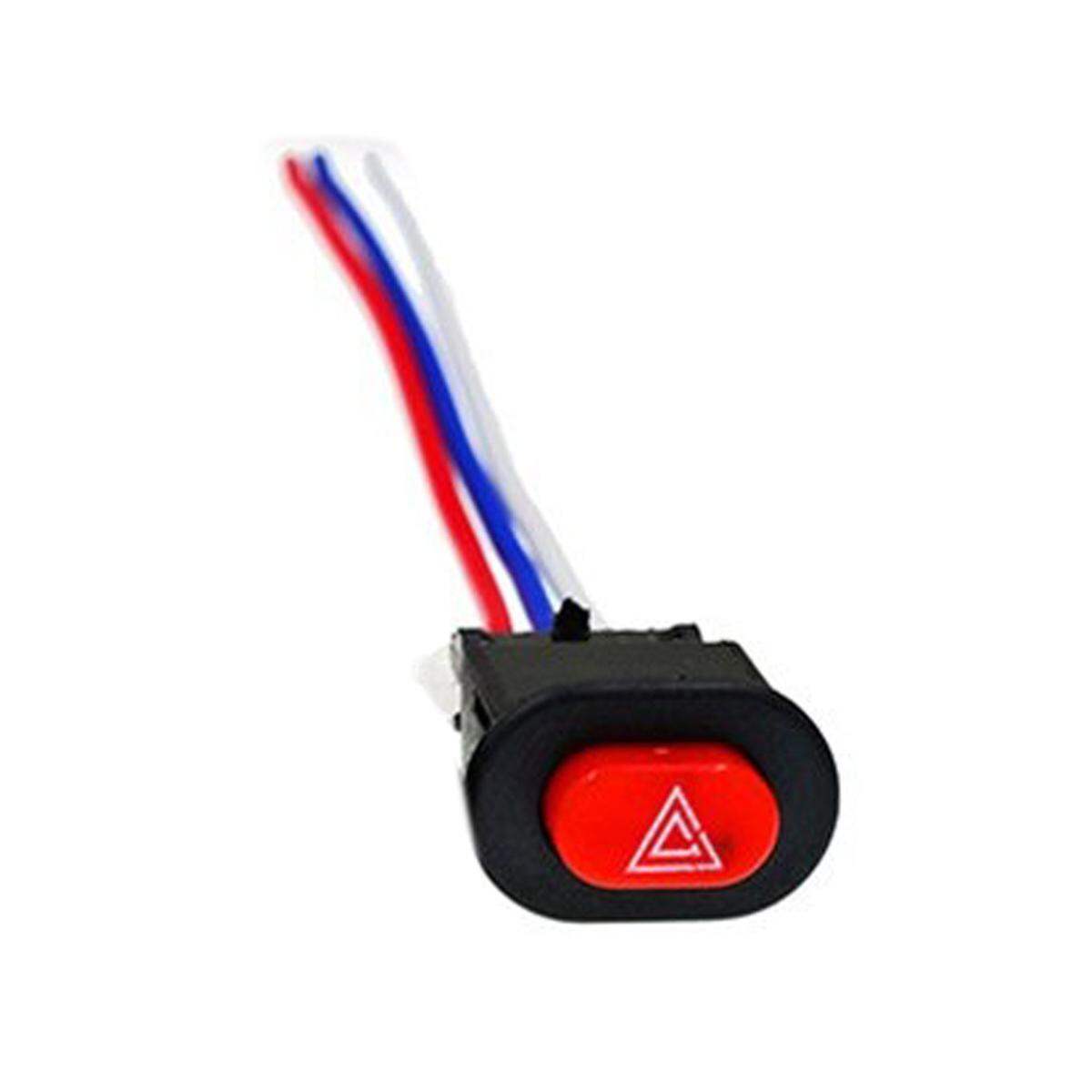 Picture of 12V Motorcycle  Emergency Switch Hazard Light Switch Button Double Flash Warning Emergency Lamp Signal Flasher with 3 Wires Built-in Lock ()