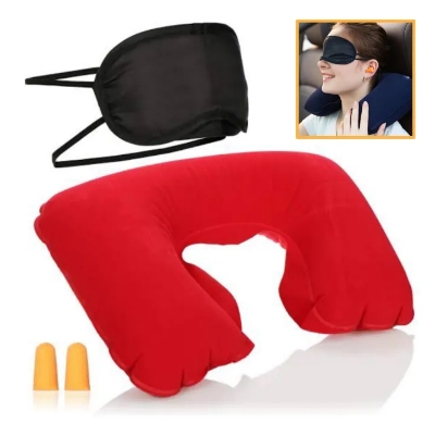 Picture of 3 In 1 Travel Kit Set - Neck Pillow, Eye Mask, Ear Bud  - Multicolor