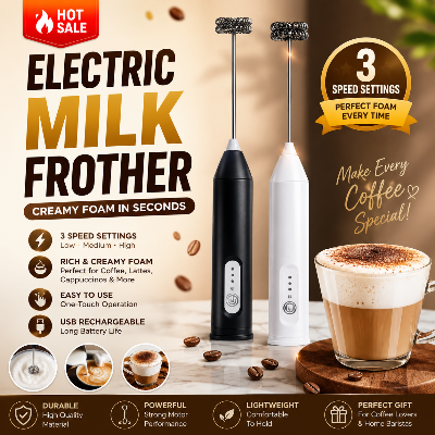 Picture of Electric Egg Beater Milk Frother Household Coffee Milk Mixer Outdoor Portable Double Spring Type C