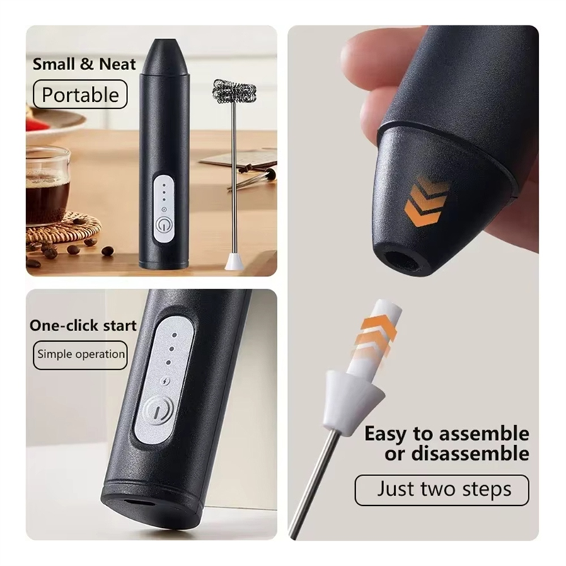 Picture of Electric Egg Beater Milk Frother Household Coffee Milk Mixer Outdoor Portable Double Spring Type C