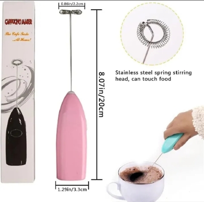 Picture of Mini Portable Hand Blender For Lassi. Milk. Coffee. Mixer - 2×AA Battery Operated. - Black