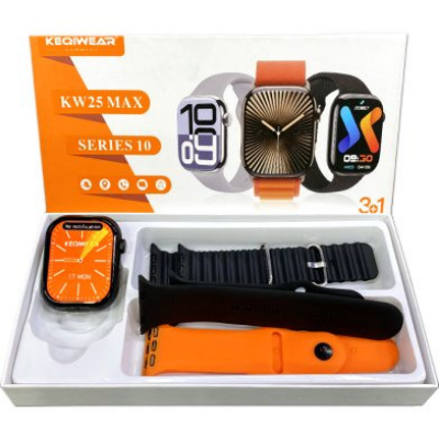 Picture of KEQIWEAR KW25 Max Smart Watch 3 Straps Band Wireless Charging Longer Battery Life Smartwatch