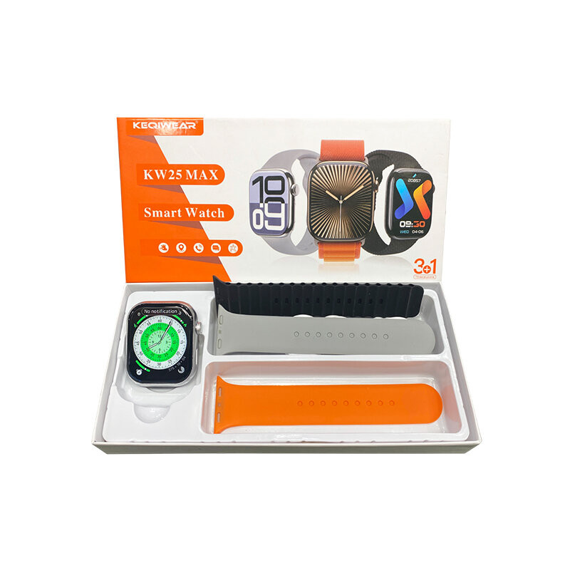 Picture of KEQIWEAR KW25 Max Smart Watch 3 Straps Band Wireless Charging Longer Battery Life Smartwatch