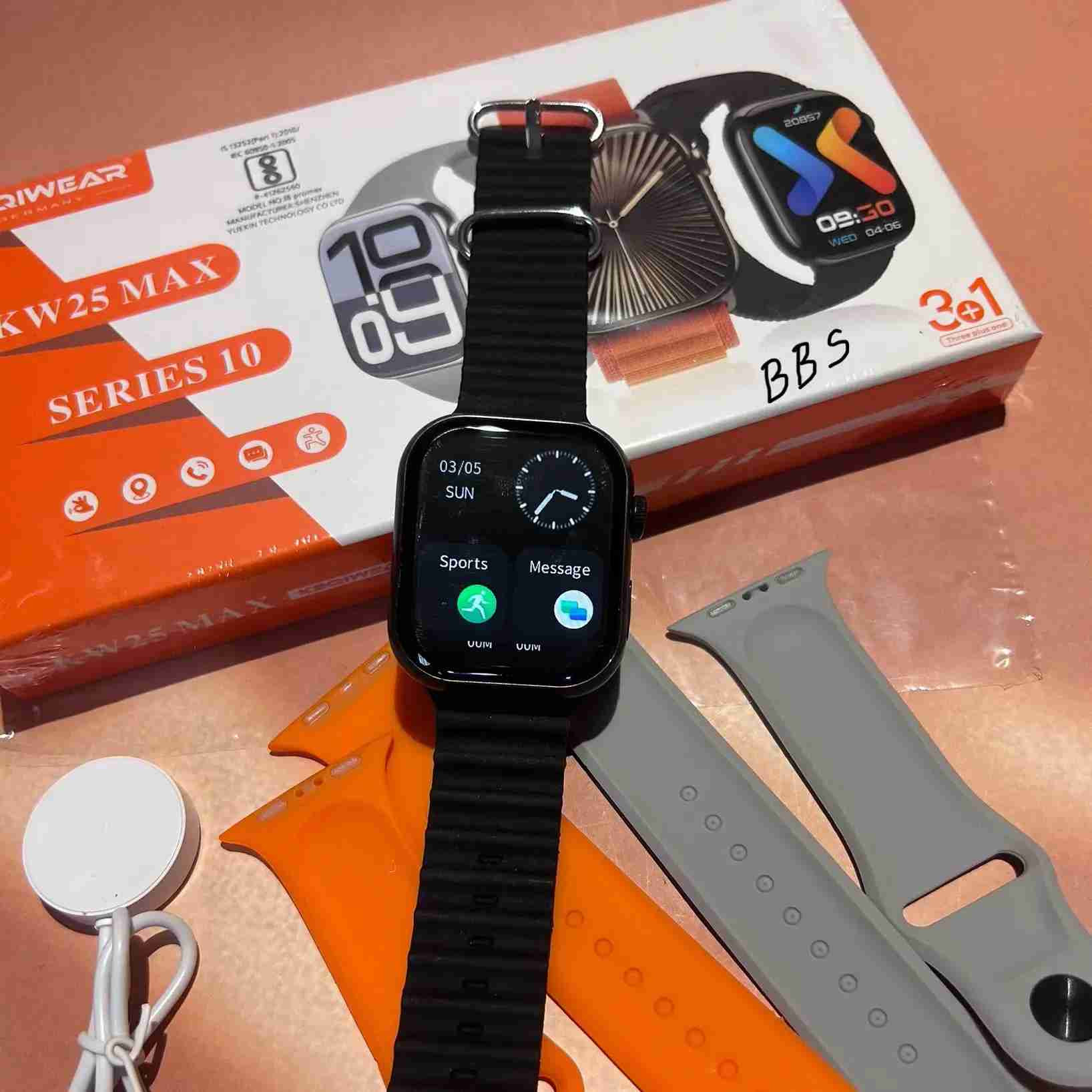 Picture of KEQIWEAR KW25 Max Smart Watch 3 Straps Band Wireless Charging Longer Battery Life Smartwatch