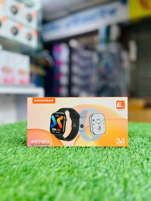 Picture of KEQIWEAR KW75 Max Smart Watch 3 Straps Band Wireless Charging Longer Battery Life Smartwatch