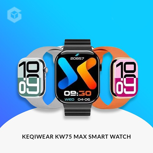 Picture of KEQIWEAR KW75 Max Smart Watch 3 Straps Band Wireless Charging Longer Battery Life Smartwatch