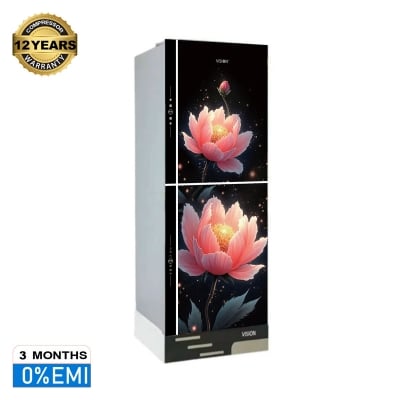 Picture of VISION RE-305 Liter Glass Door Refrigerator Red Peony Flower Top Mount