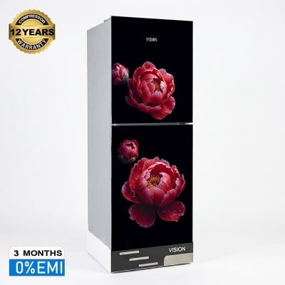 Picture of VISION RE-150 Liter Glass Door Top Mount Refrigerator Cerise peony Flower