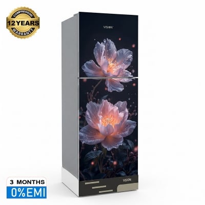 Picture of VISION RE-262 Liter Glass Door Top Mount Refrigerator Purple Hibiscus